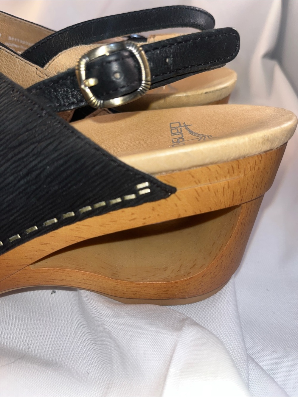 Dansk Black Crisscross Slingback Wedge Sandals - Picture 5 of 9